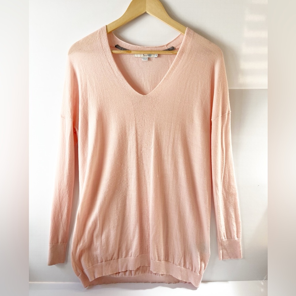 Boden Pale Pink V-Neck Sweater Lightweight Wool Pastel Spring Layer Size Medium